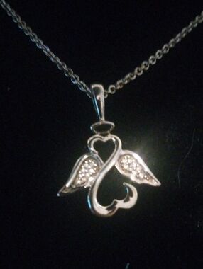 Brilliant Sterling Silver With Diamonds Jane Seymour's Open Heart Angel Necklace